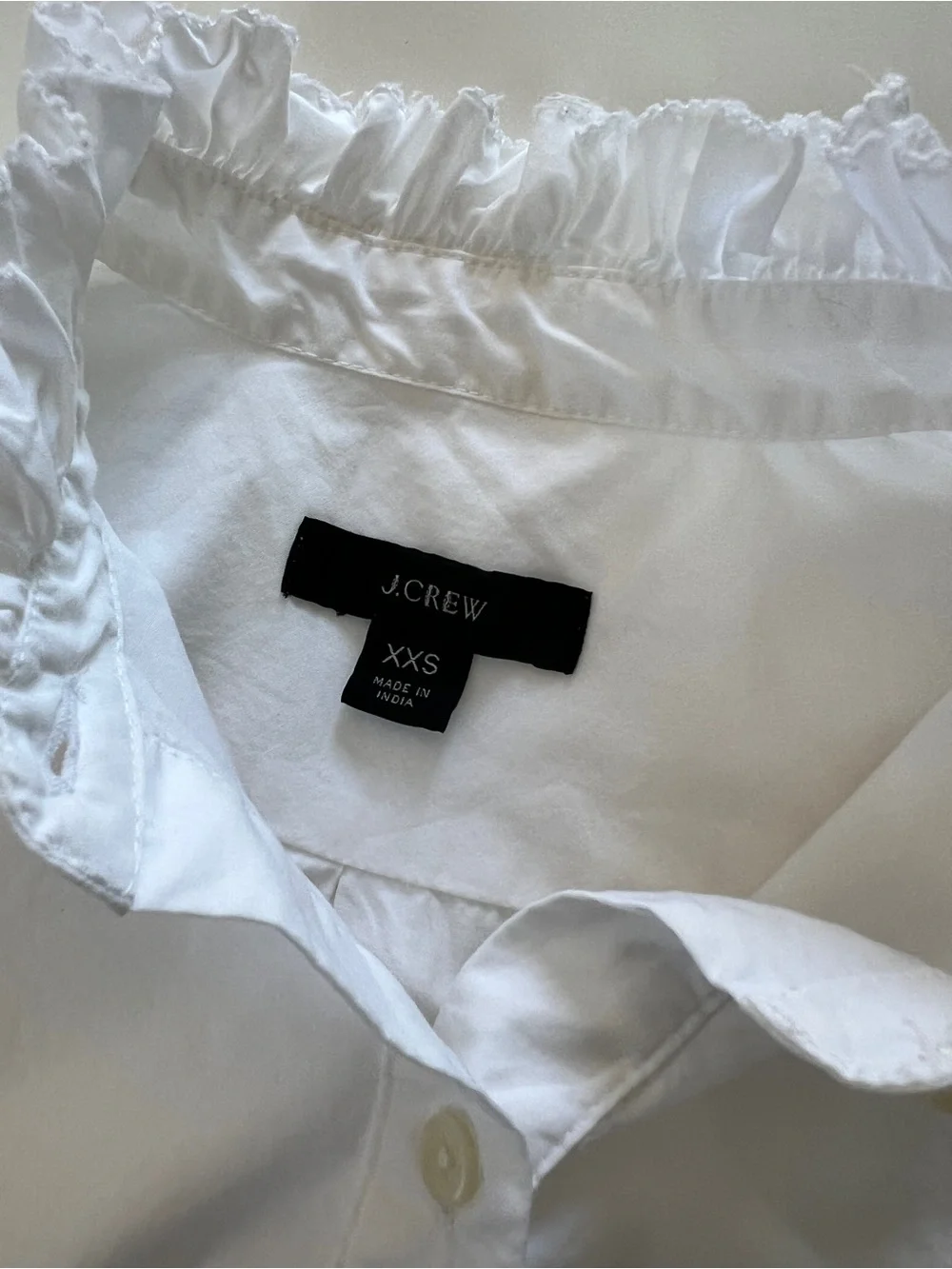 J. Crew White Ruffle-Trim Button Front Shirt - Picture 3 of 12